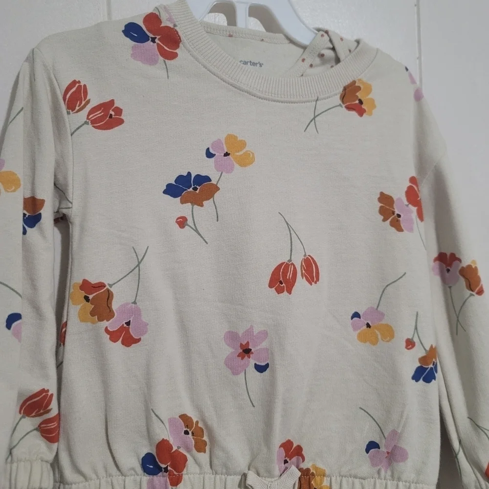 Carter's Cream Floral Top and Denim Leggings Set Size 24 Months